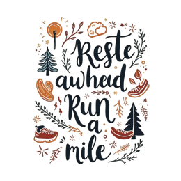 run motivation SVG PNG design with hand-drawn style, bold lettering, floral elements