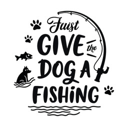 fishing dog SVG PNG design with bold lettering