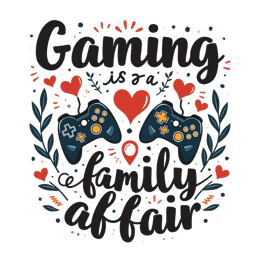 family affair gaming SVG PNG design with bold lettering, red and green floral elements