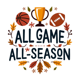 allgame allseason SVG PNG design with bold lettering, orange and yellow floral elements