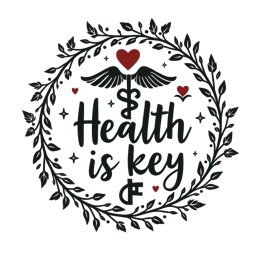 health key SVG PNG design with hand-drawn style, bold lettering, black and red floral elements