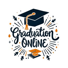 graduation online celebration SVG PNG design with orange and blue floral elements