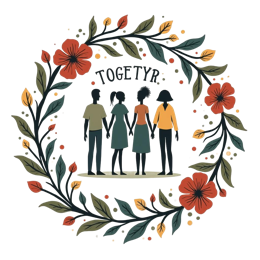 community support friends shirt SVG PNG design with hand-drawn style, black and orange floral elements