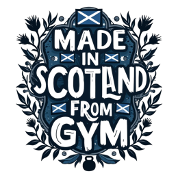 gym scotland floral SVG PNG design with bold lettering, white and blue floral elements