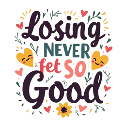 losing never good SVG PNG design with bold lettering, pink and yellow floral elements, an uplifting message