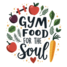 gym food soul SVG PNG design with bold lettering, white and orange floral elements