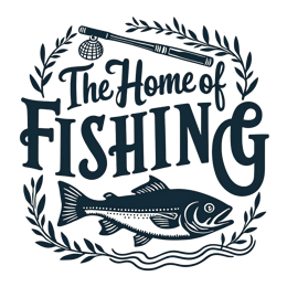 the home of fishing SVG PNG design with hand-drawn style, bold lettering, black and white floral elements