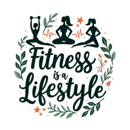 fitness quote SVG PNG design with bold lettering, black floral elements