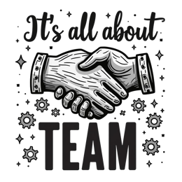 team handshake graphics shirt SVG PNG design with bold lettering, an uplifting message