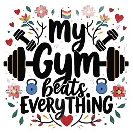 gym illustration quote SVG PNG design with bold lettering, black and red floral elements