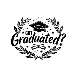 graduation certificate milestone SVG PNG design with hand-drawn style, bold lettering, black and white floral elements