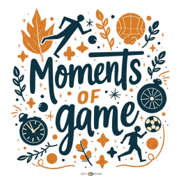 illustration moments SVG PNG design with bold lettering, orange and blue floral elements