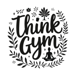 think gym meditation SVG PNG design with hand-drawn style, bold lettering, black and white floral elements