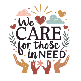 care support help SVG PNG design with hand-drawn style, bold lettering, red and green floral elements
