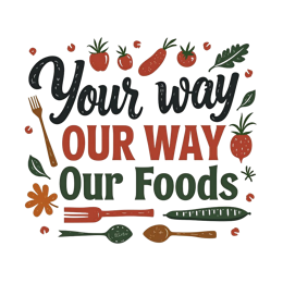 fresh ingredients typography SVG PNG design with hand-drawn style, red and green floral elements