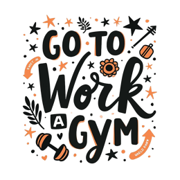 motivation gym flower SVG PNG design with hand-drawn style, bold lettering, black and orange floral elements