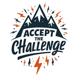 challenge mountains SVG PNG design with bold lettering