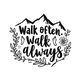 walk quote flower SVG PNG design with hand-drawn style, bold lettering, black and white floral elements