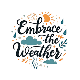 quotes weather embrace SVG PNG design with bold lettering, white and orange floral elements, an uplifting message