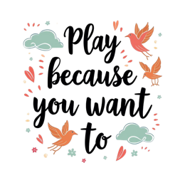 play birds SVG PNG design with bold lettering, white and orange floral elements
