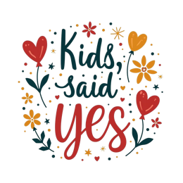 kids flower heart SVG PNG design with hand-drawn style, bold lettering, red and green floral elements