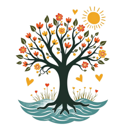 autumn tree flower SVG PNG design with orange and red floral elements