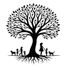 families trees SVG PNG design with hand-drawn style, black floral elements