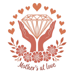 mothersday love diamond flowers SVG PNG design with hand-drawn style, bold lettering, pink and red floral elements