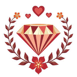 decoration heart diamond floral SVG PNG design with orange and pink floral elements