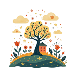 autumn tree flowers SVG PNG design with orange and red floral elements