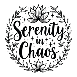 serenity lotus quote SVG PNG design with black and white floral elements