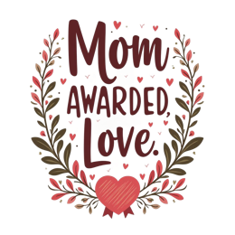 mom award love SVG PNG design with bold lettering, white and pink floral elements