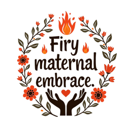 firy maternal embrace SVG PNG design with bold lettering, orange and red floral elements