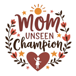 mom champion SVG PNG design with bold lettering, orange and red floral elements
