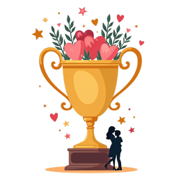 trophy love SVG PNG design with clean design elements, pink and red floral elements
