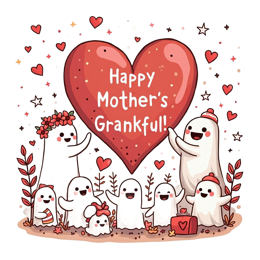 mothersday grateful ghosts SVG PNG design with white and red floral elements