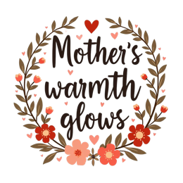 mother's warmth flower SVG PNG design with bold lettering, white and orange floral elements