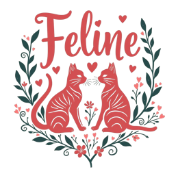 feline flowers SVG PNG design with bold lettering, pink and red floral elements
