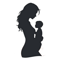 mother child love SVG PNG design with hand-drawn style, black and orange floral elements