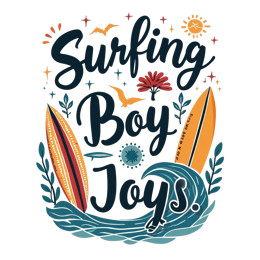 surfing boy joys SVG PNG design with bold lettering