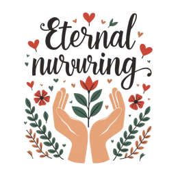 nurturing hands flowers SVG PNG design with bold lettering, red and green floral elements