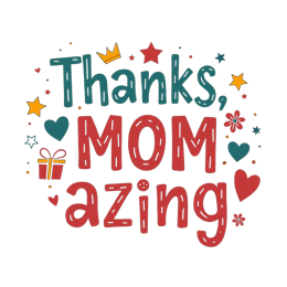thank you mom SVG PNG design with bold lettering, white and red floral elements