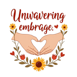 unwavering embrace floral SVG PNG design with hand-drawn style, bold lettering, red and green floral elements