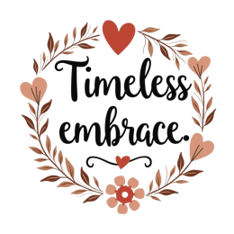timeless embrace flower SVG PNG design with hand-drawn style, bold lettering, black and white floral elements