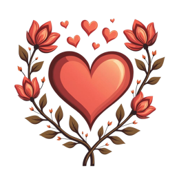 love flower hearts SVG PNG design with pink and red floral elements