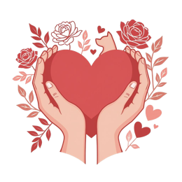 hands heart roses SVG PNG design with clean design elements, pink and red floral elements