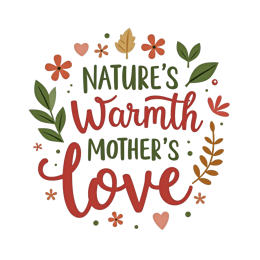 nature warmth love SVG PNG design with hand-drawn style, orange and red floral elements