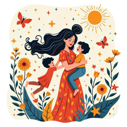 mother happiness SVG PNG design with clean design elements, red floral elements