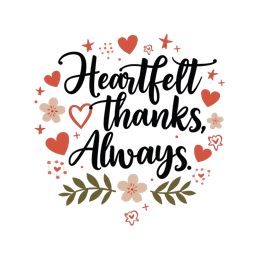 thanks hearts SVG PNG design with white and pink floral elements, an uplifting message