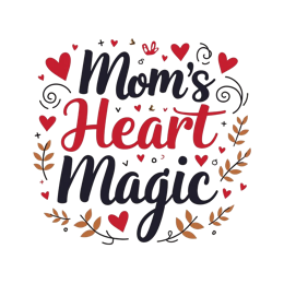 mom's heart magic SVG PNG design with hand-drawn style, black and red floral elements